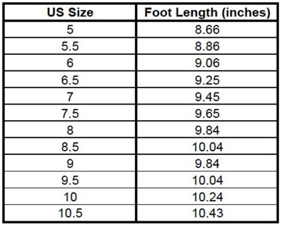 Size chart image of Wawa Western Boots